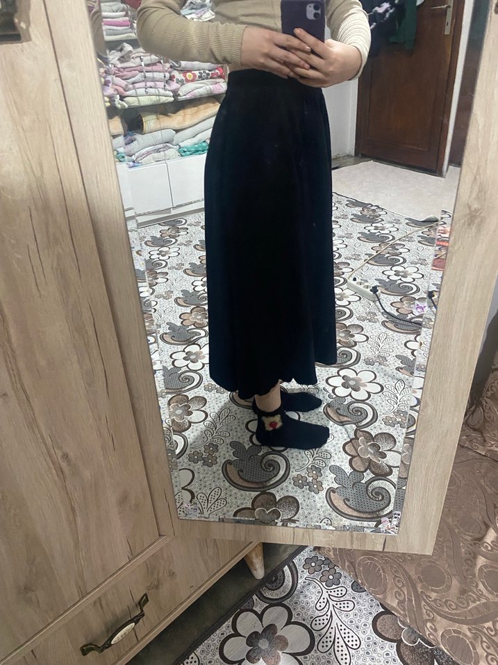 Kadın Siyah Midi Etek Rahat Kesim - Görsel 3
