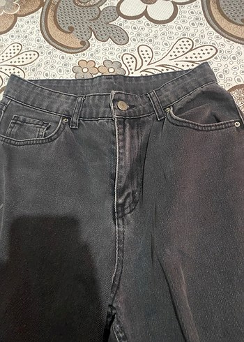 Koyu gri Renk Salaş Kesim Kadın Kot Pantolon - Görsel 4