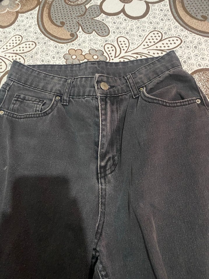 Koyu gri Renk Salaş Kesim Kadın Kot Pantolon - Görsel 4