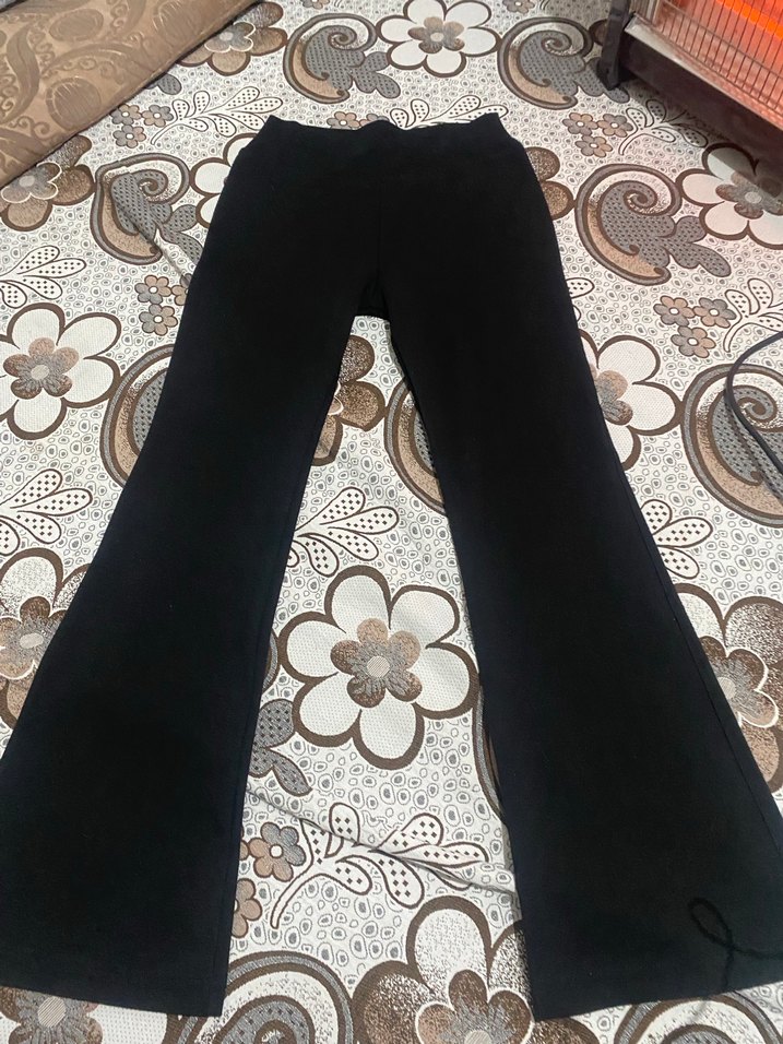 Bej Kadın Triko İspanyol Paça Pantolon - Görsel 4