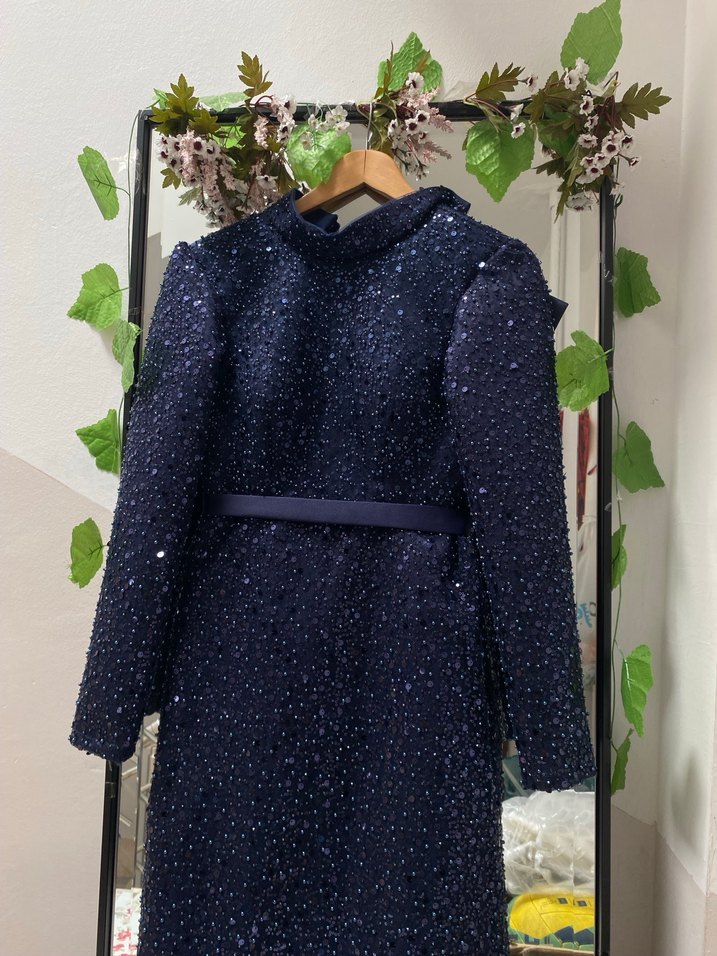 LACİVERT SATILIK ABİYE 1 kere kullanılmış - Görsel 2