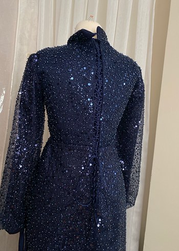 LACİVERT SATILIK ABİYE HİÇ KULLANILMADI - Görsel 2