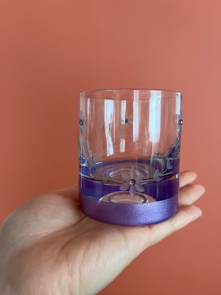 Mor Altlı Çiçek Desenli 5'li Bardak Seti - Görsel 4