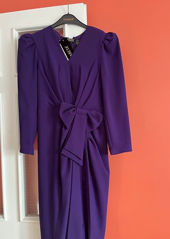 Mor Drapeli Kadın Uzun Elbise - Görsel 3