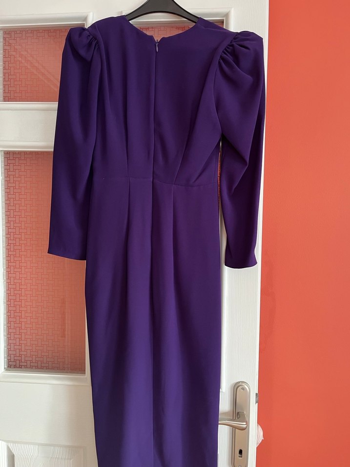 Mor Drapeli Kadın Uzun Elbise - Görsel 2