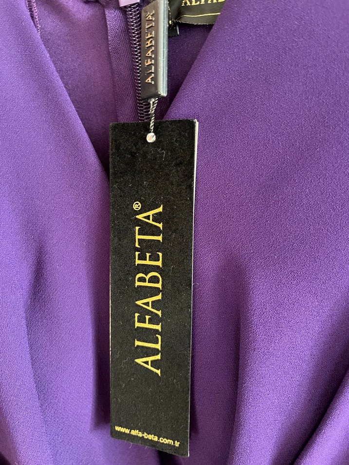 Mor Drapeli Kadın Uzun Elbise - Görsel 5