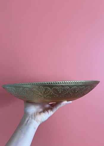 Altın Renkli Soyut Desenli Tabak - Görsel 4