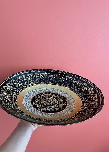 Altın Renkli Soyut Desenli Tabak - Görsel 3