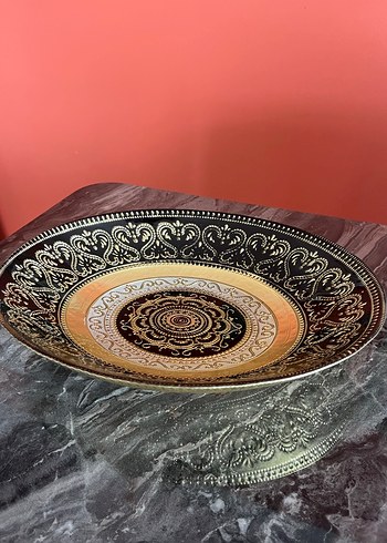 Altın Renkli Soyut Desenli Tabak - Görsel 2