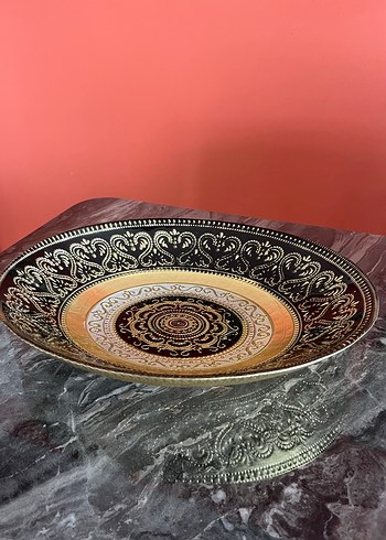 Altın Renkli Soyut Desenli Tabak - Görsel 5