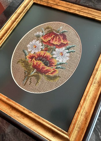 Çiçek Desenli Goblen El Yapımı Tablo - Görsel 2