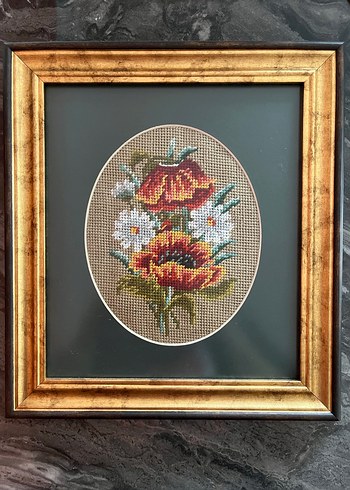 Çiçek Desenli Goblen El Yapımı Tablo - Görsel 4