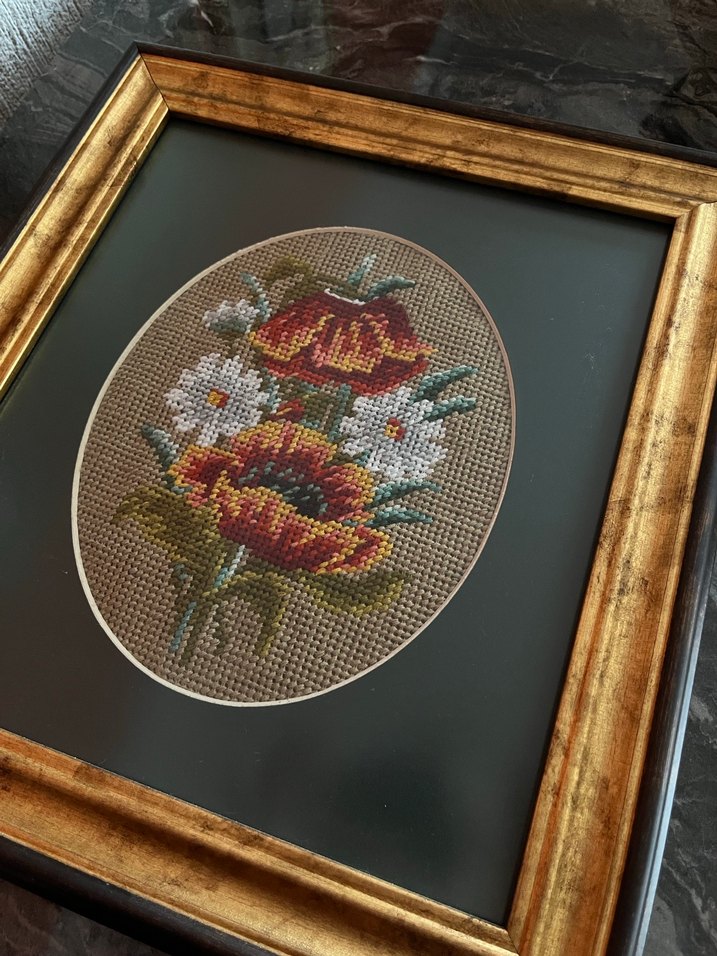 Çiçek Desenli Goblen El Yapımı Tablo - Görsel 5