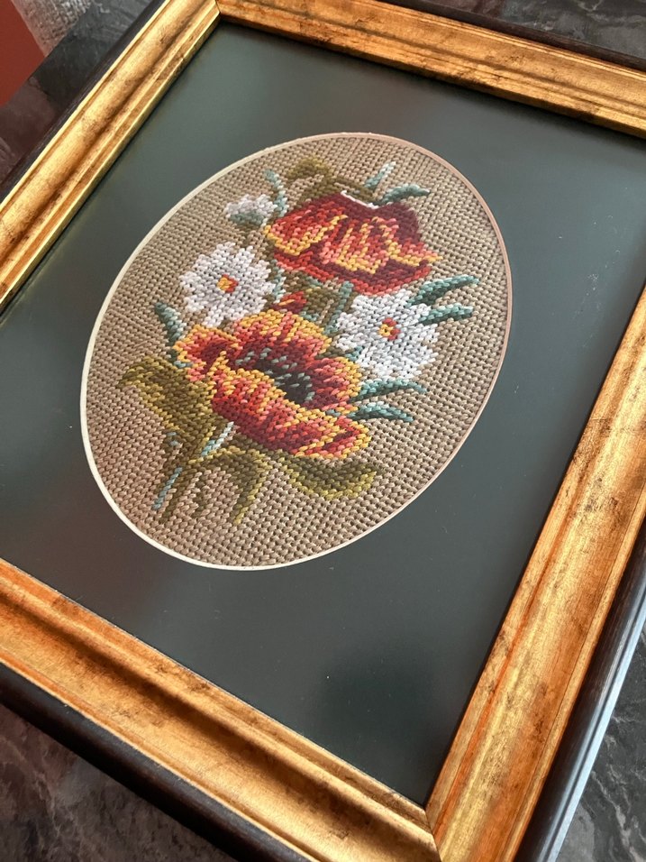 Çiçek Desenli Goblen El Yapımı Tablo - Görsel 2