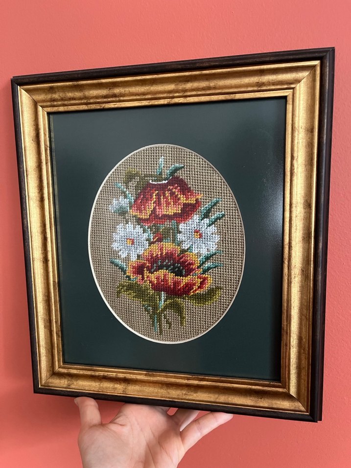 Çiçek Desenli Goblen El Yapımı Tablo - Görsel 3