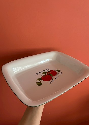 Domates Desenli Beyaz Fırın Kabı - Görsel 4