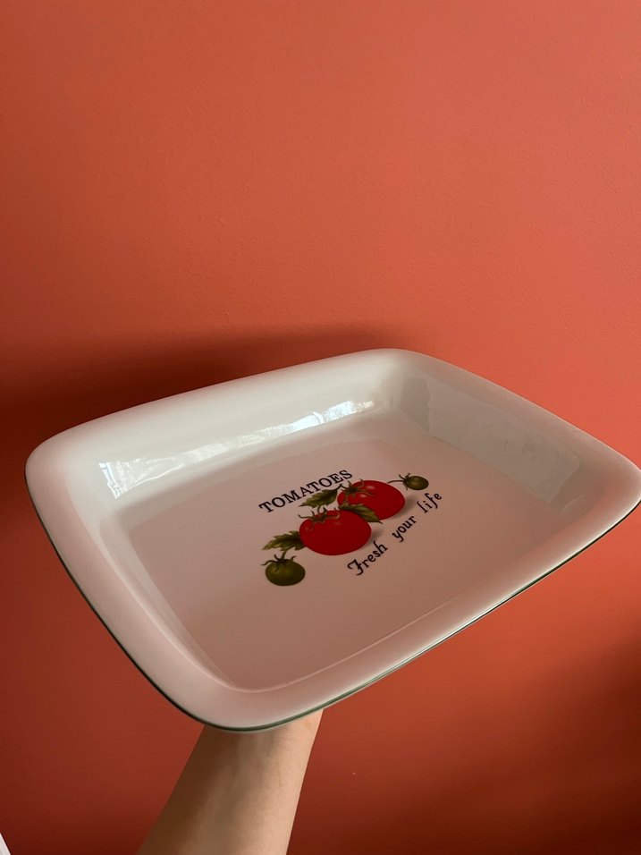 Domates Desenli Beyaz Fırın Kabı - Görsel 4