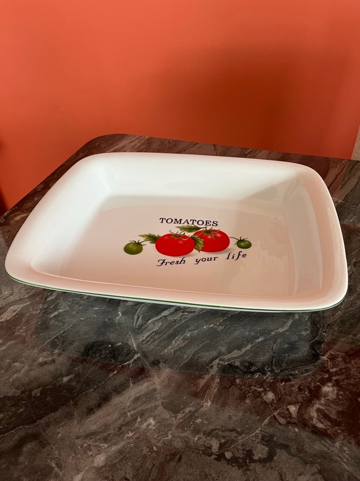 Domates Desenli Beyaz Fırın Kabı - Görsel 2