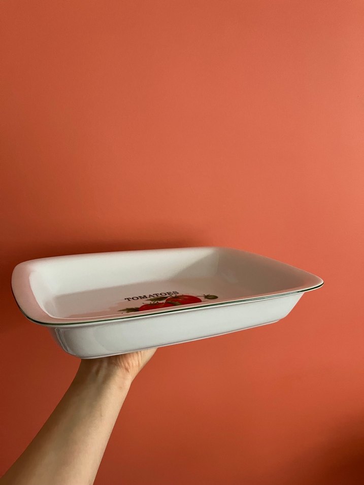 Domates Desenli Beyaz Fırın Kabı - Görsel 3