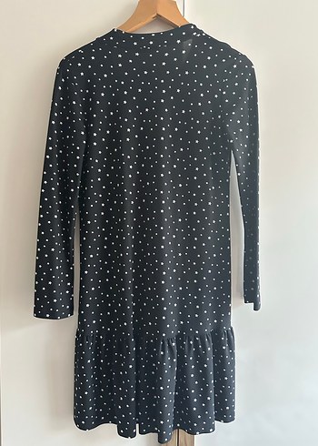 Uzun Kollu Puantiyeli Siyah Midi Elbise - Görsel 2