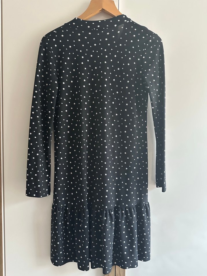 Uzun Kollu Puantiyeli Siyah Midi Elbise - Görsel 2