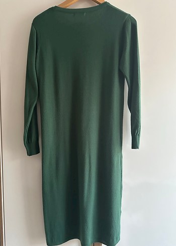 Uzun Kollu Örgü Yeşil Uzun Elbise - Görsel 2