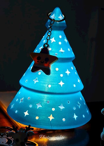 Mavi Renkli Yıldız Desenli gece lambası - Görsel 3