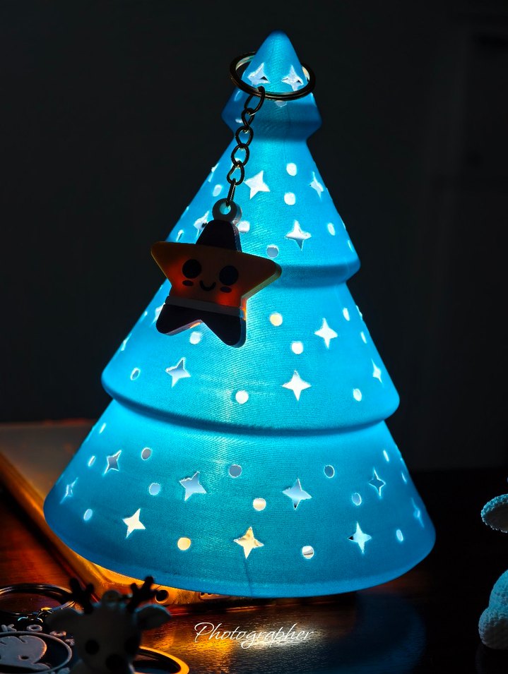 Mavi Renkli Yıldız Desenli gece lambası - Görsel 3