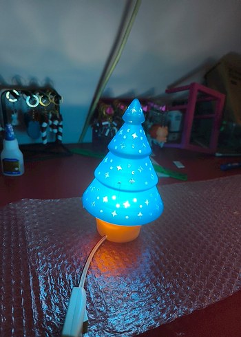 Mavi Renkli Yıldız Desenli Ağaç Şeklinde Mumluk - Görsel 4