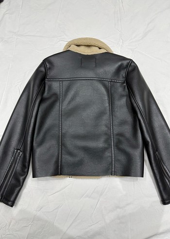 Kürk Detaylı Kahverengi Stradivarius Deri Biker Ceket - Görsel 3