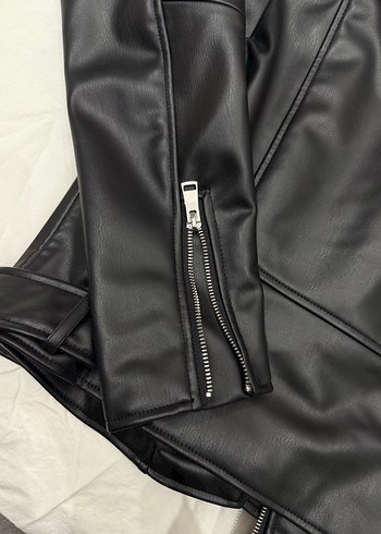 Zara Siyah Deri Biker Ceket - Görsel 4