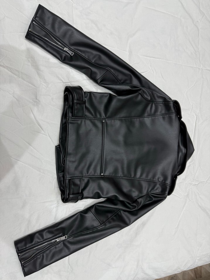 Zara Siyah Deri Biker Ceket - Görsel 3