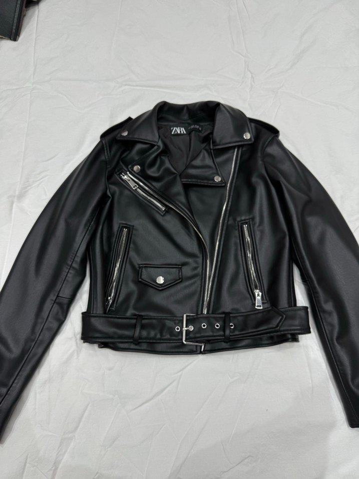 Zara Siyah Deri Biker Ceket - Görsel 2