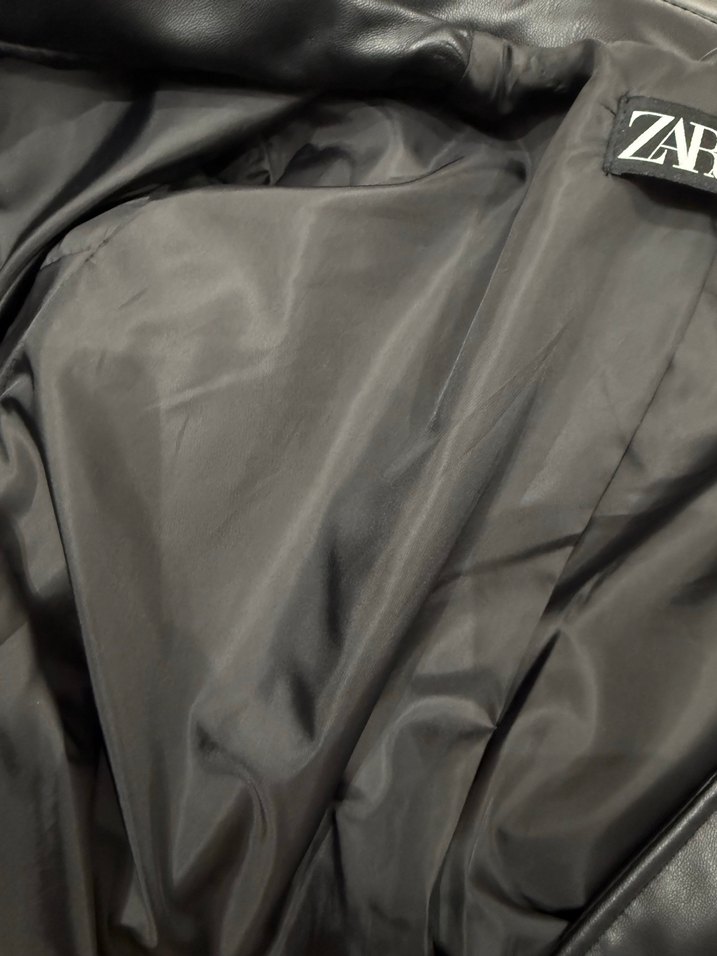 Zara Siyah Deri Biker Ceket - Görsel 5