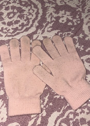 Pudra Pembe Örgü Eldiven - Görsel 4