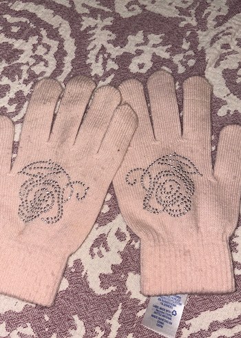 Pudra Pembe Örgü Eldiven - Görsel 3