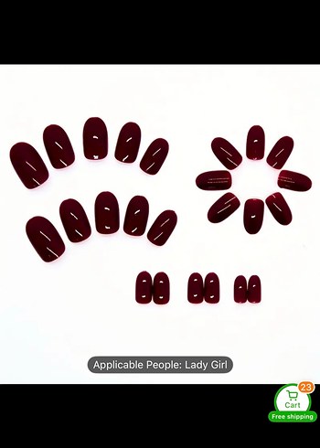 Oval Bordo Takma Tırnak - Görsel 3