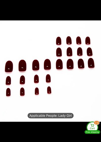 Oval Bordo Takma Tırnak - Görsel 2