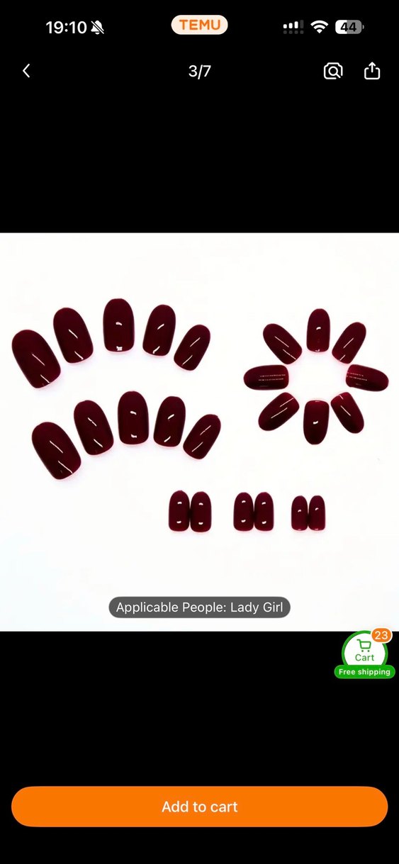 Oval Bordo Takma Tırnak - Görsel 3