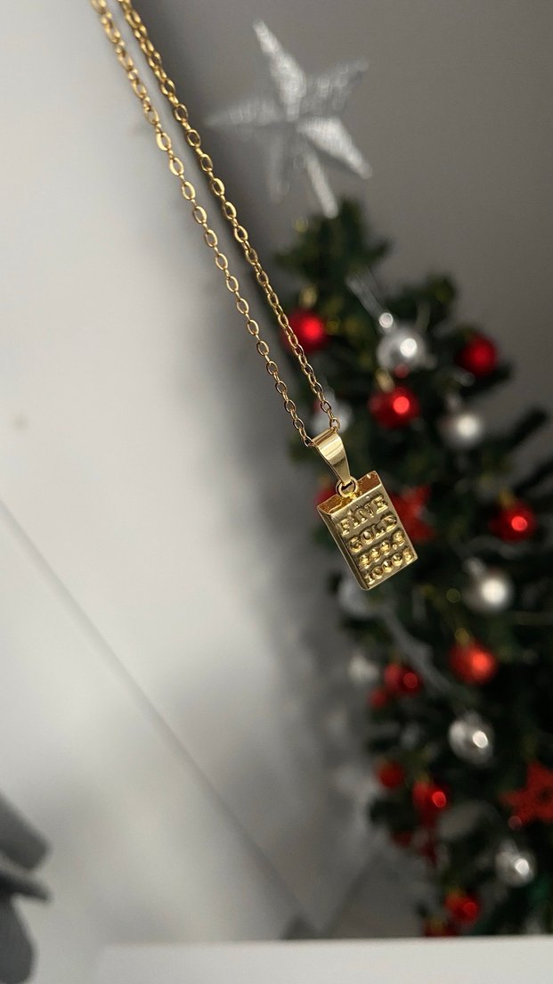 Gold Çelik Külçe Model Kolye - Görsel 2