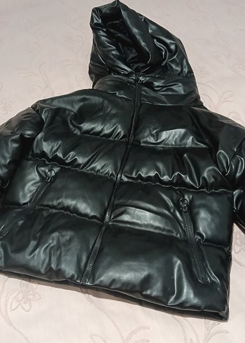 Kürklü Siyah Deri Kadın Kışlık Mont - Görsel 2