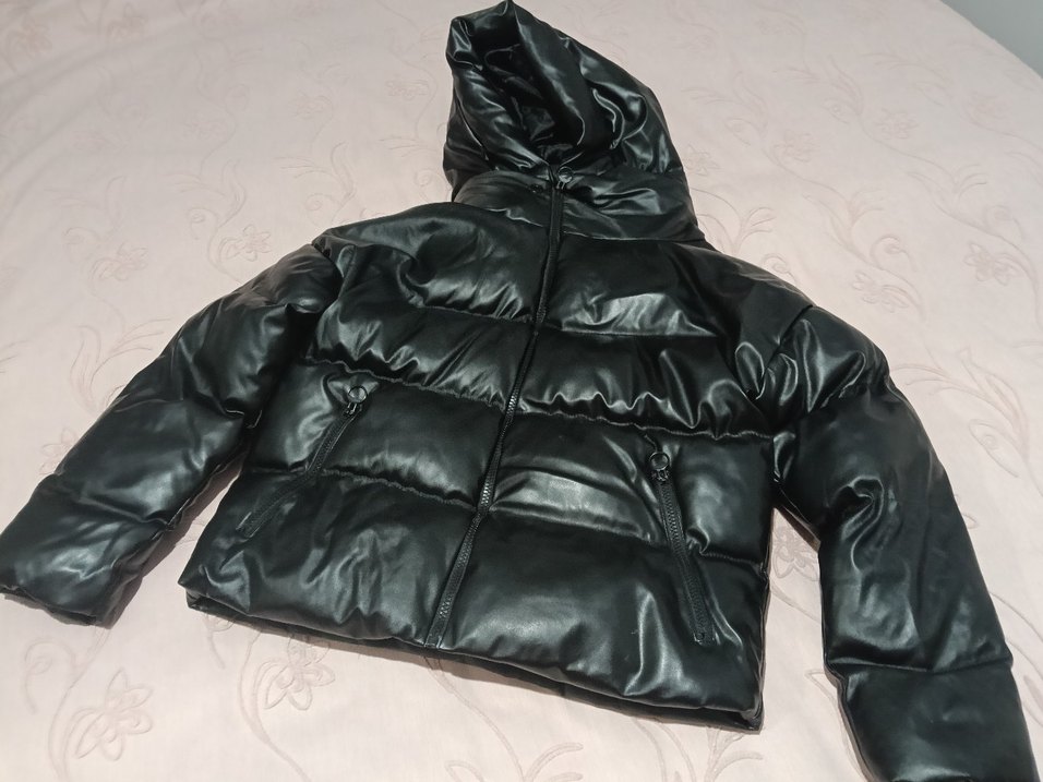 Kürklü Siyah Deri Kadın Kışlık Mont - Görsel 2