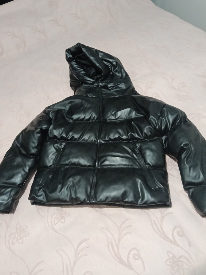 Kürklü Siyah Deri Kadın Kışlık Mont - Görsel 3