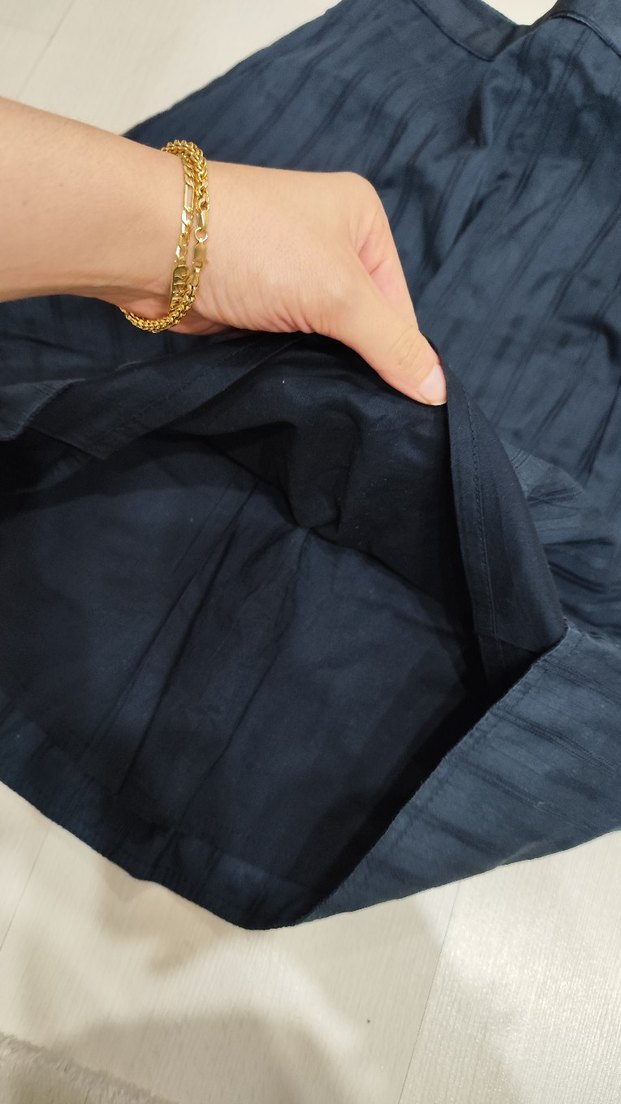 Lacivert Pilili Midi Etek - Görsel 4