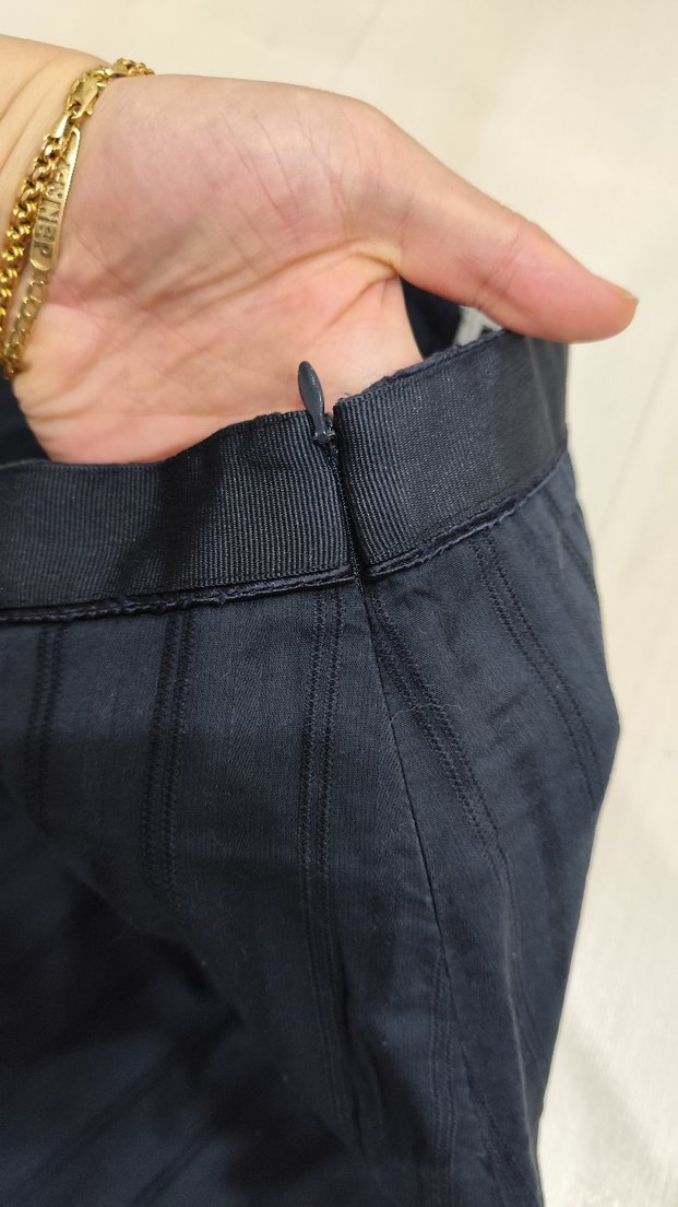 Lacivert Pilili Midi Etek - Görsel 3