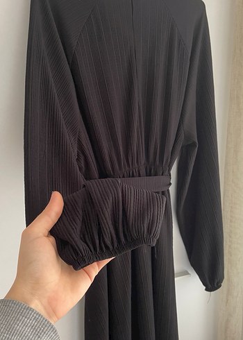 Siyah Uzun Elbise Yüksek Yakalı - Görsel 4