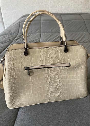 Beyaz Deri Yılan Desenli Kadın Çanta - Görsel 3