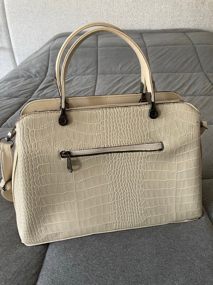 Beyaz Deri Yılan Desenli Kadın Çanta - Görsel 3