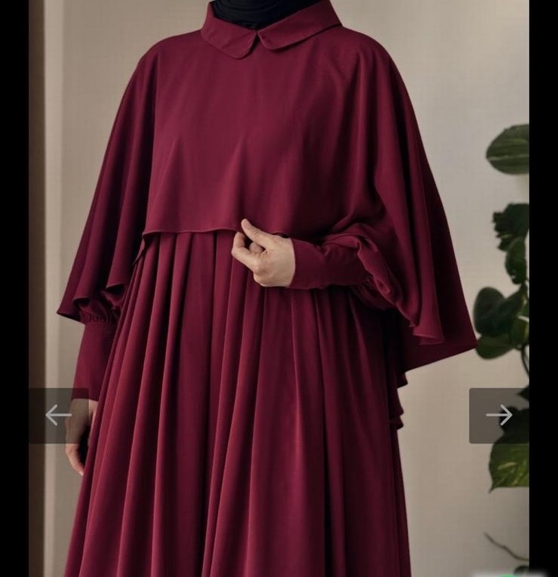 Bordo Pelerinli Uzun Elbise - Görsel 2