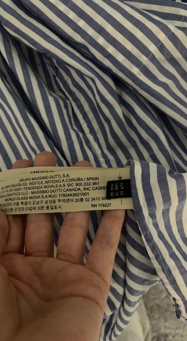 Uzun Kollu Mavi Çizgili Kadın Gömlek - Görsel 3